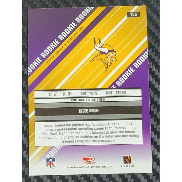 2004 LEAF ROOKIES &‎ STARS - BROCK LESNAR - ROOKIE! RARE ROOKIE CARD!!! - Picture 2 of 2